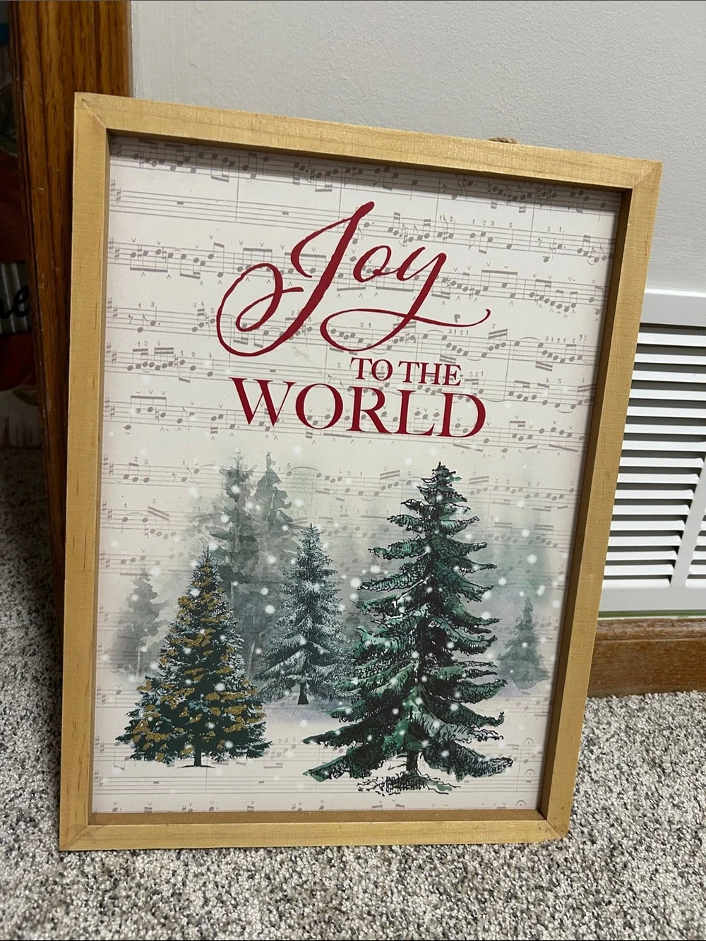 Christmas Joy to the World Framed Holiday Glitter Holiday Wall Hanging